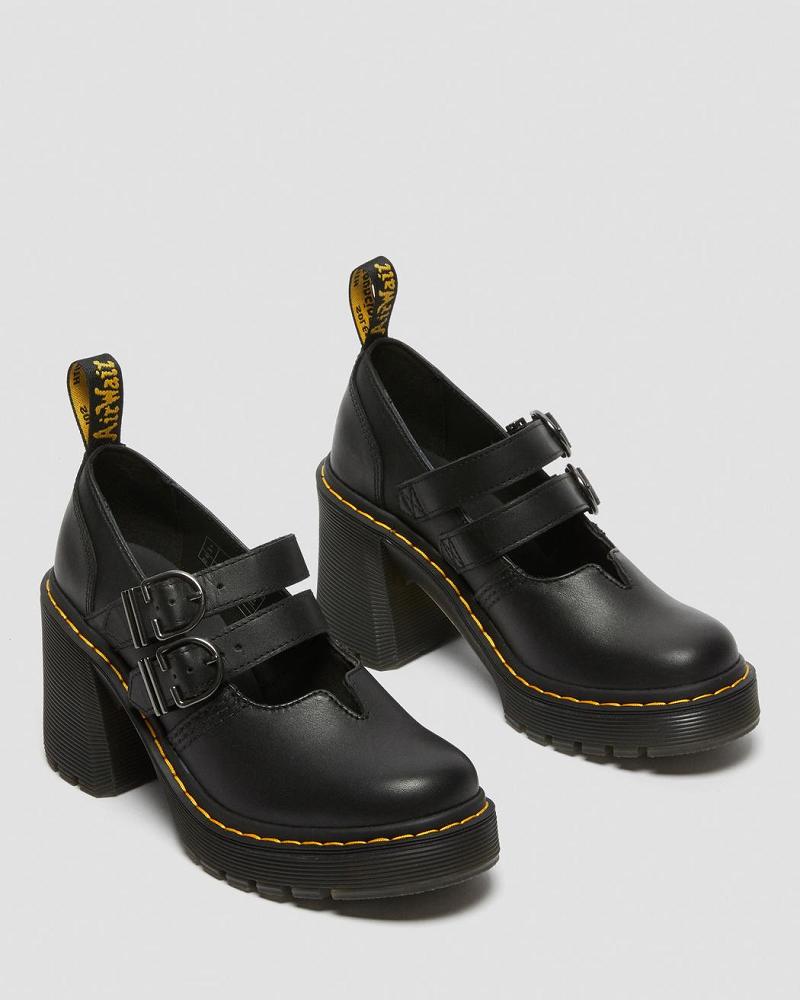 Women's Dr Martens Eviee Sendal Leather Heeled Mary Jane Shoes Black | AU 335HAP